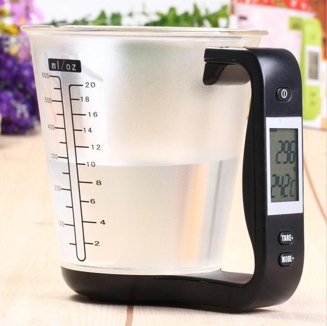 Electronic Scale Measuring Cup Weighing Device Thermometer with LCD