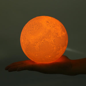 RECHARGEABLE 3D Print Moon Lamp LED Moonlight With Wooden Holder